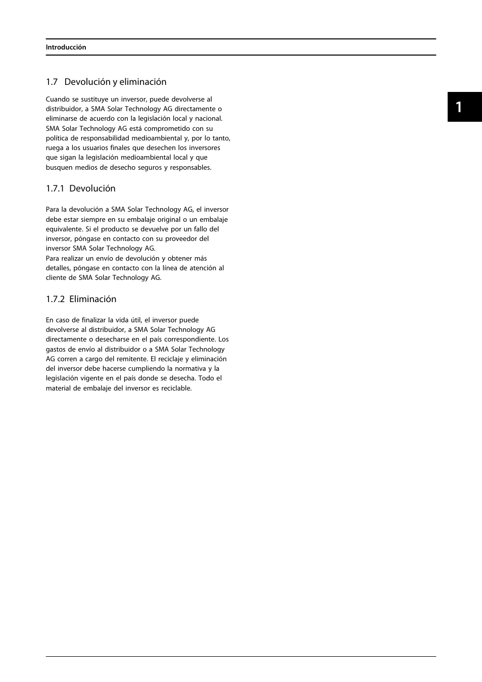 7 devolución y eliminación, 1 devolución, 2 eliminación | SMA FLX Series User Manual | Page 156 / 248