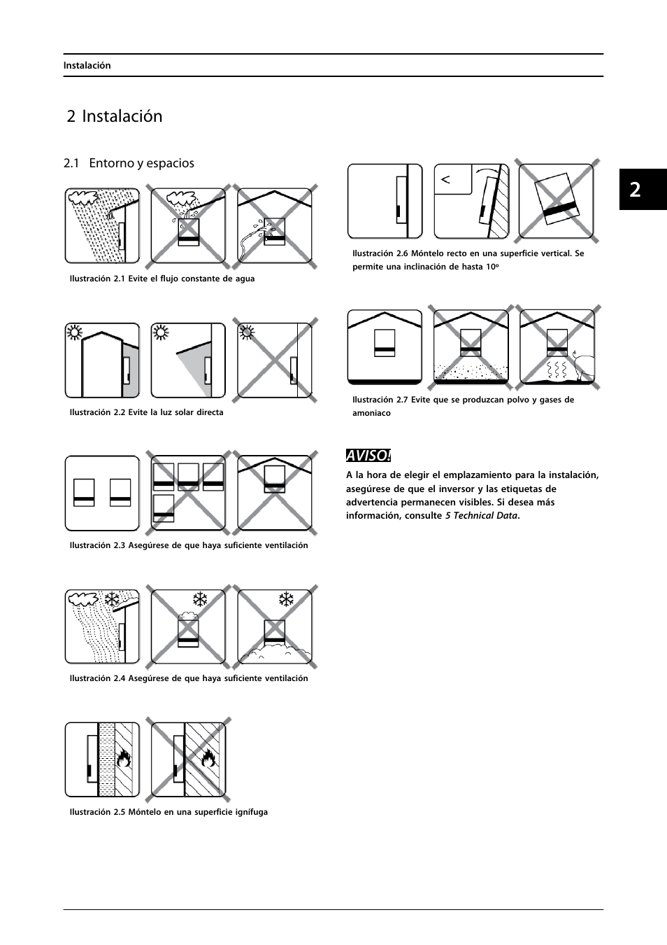 2 instalación, 1 entorno y espacios, Aviso | SMA FLX Series User Manual | Page 158 / 248