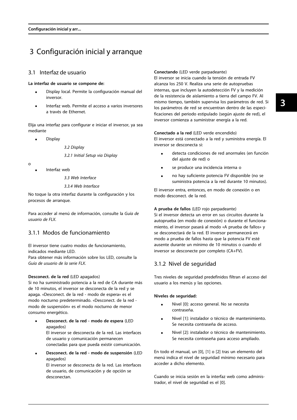 3 configuración inicial y arranque, 1 interfaz de usuario, 1 modos de funcionamiento | 2 nivel de seguridad | SMA FLX Series User Manual | Page 166 / 248