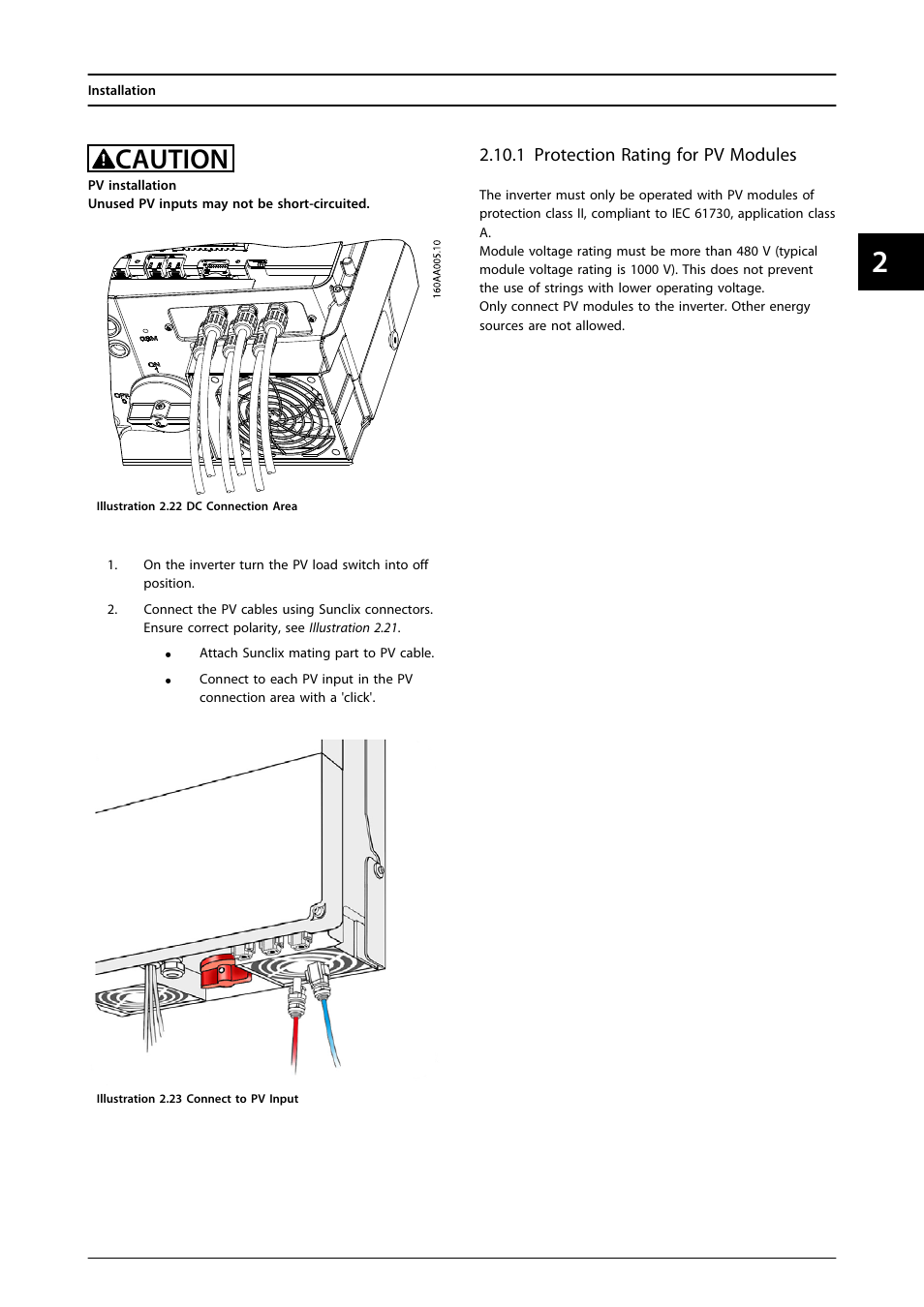 1 protection rating for pv modules, Caution | SMA FLX Series User Manual | Page 18 / 248
