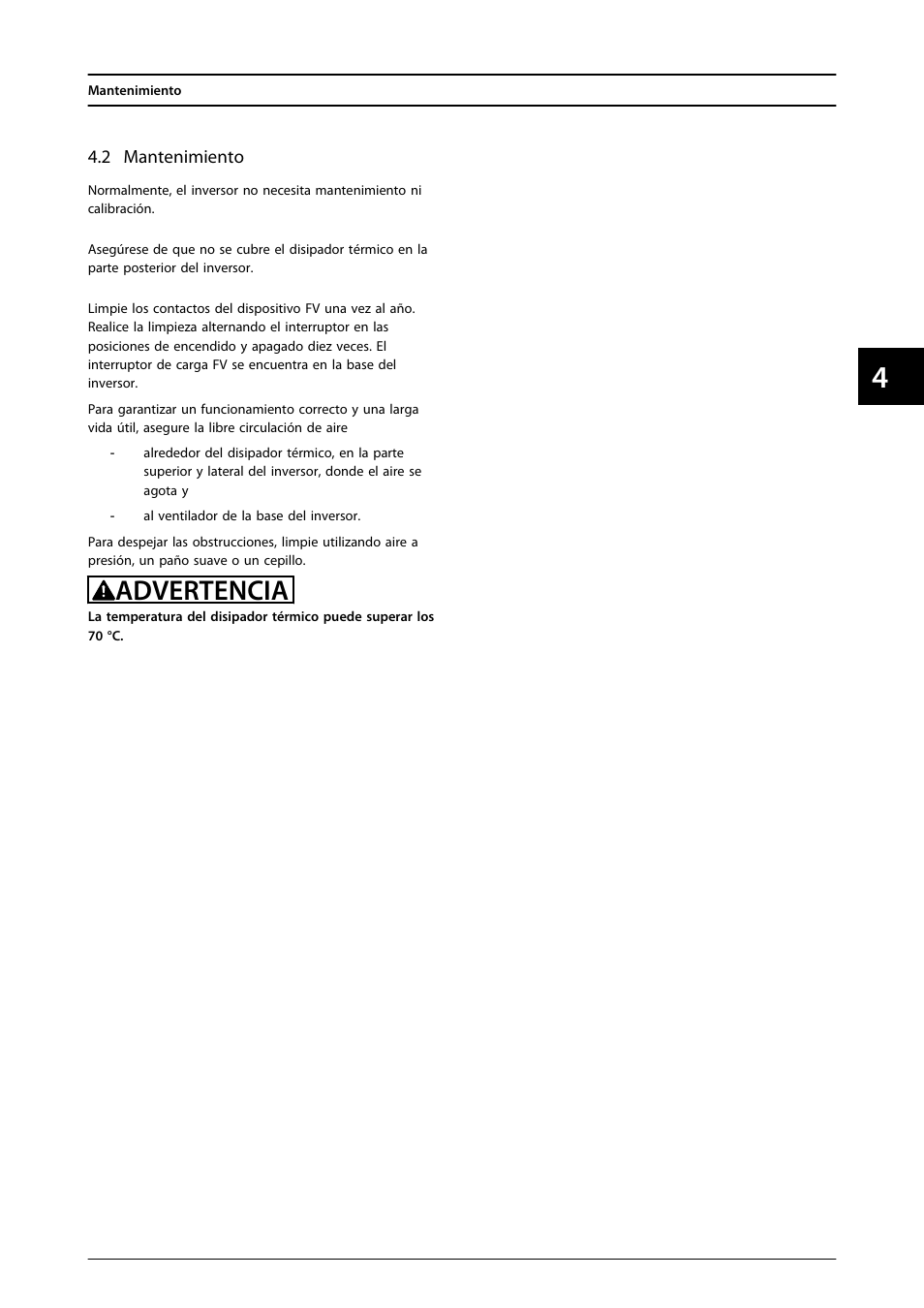 2 mantenimiento, Advertencia | SMA FLX Series User Manual | Page 186 / 248