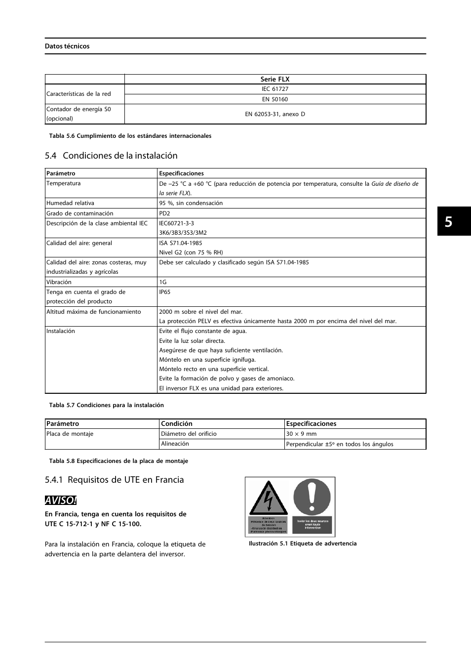 4 condiciones de la instalación, Aviso, 1 requisitos de ute en francia | SMA FLX Series User Manual | Page 192 / 248