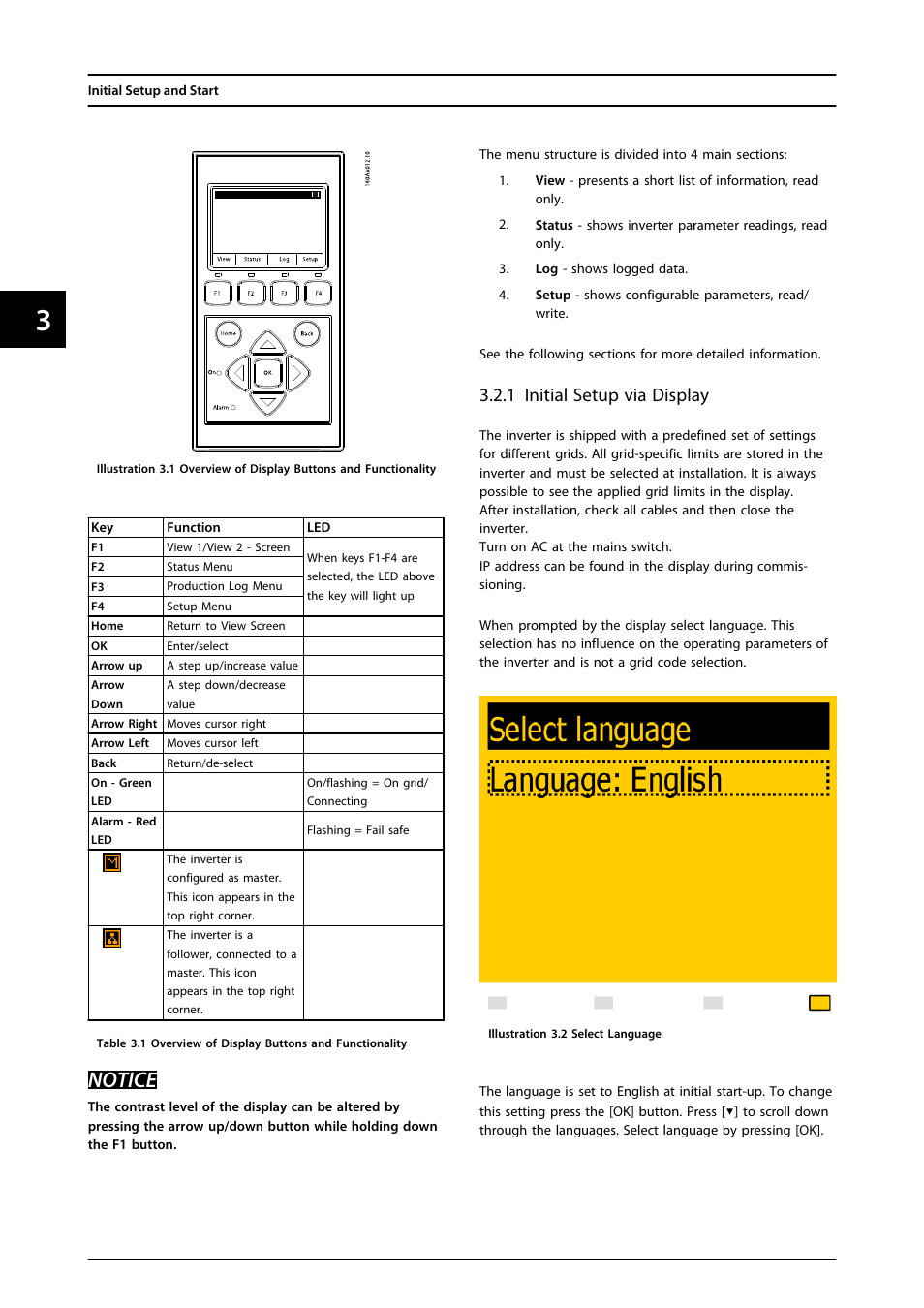 1 initial setup via display, Notice | SMA FLX Series User Manual | Page 21 / 248
