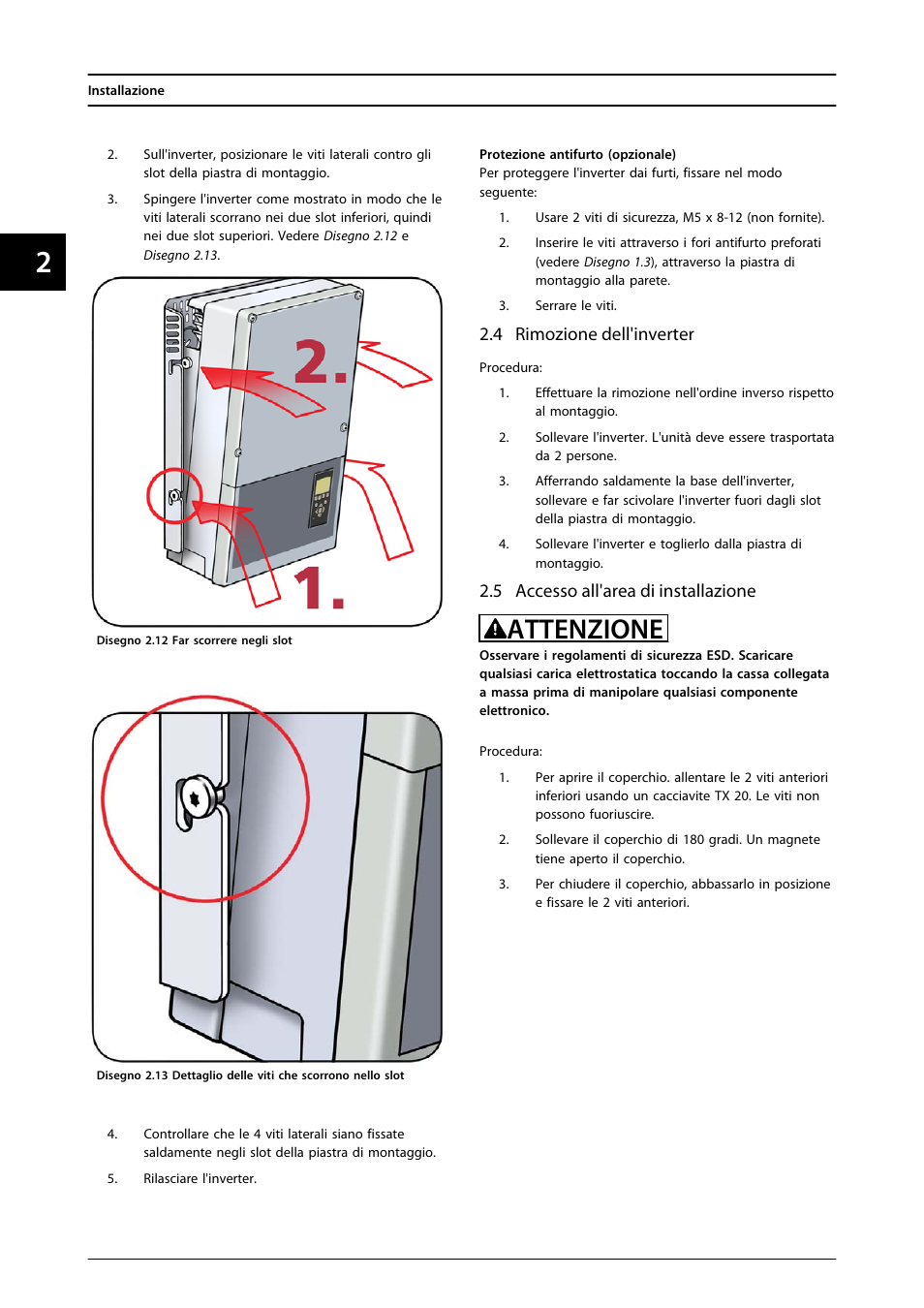 4 rimozione dell'inverter, 5 accesso all'area di installazione, Attenzione | SMA FLX Series User Manual | Page 211 / 248