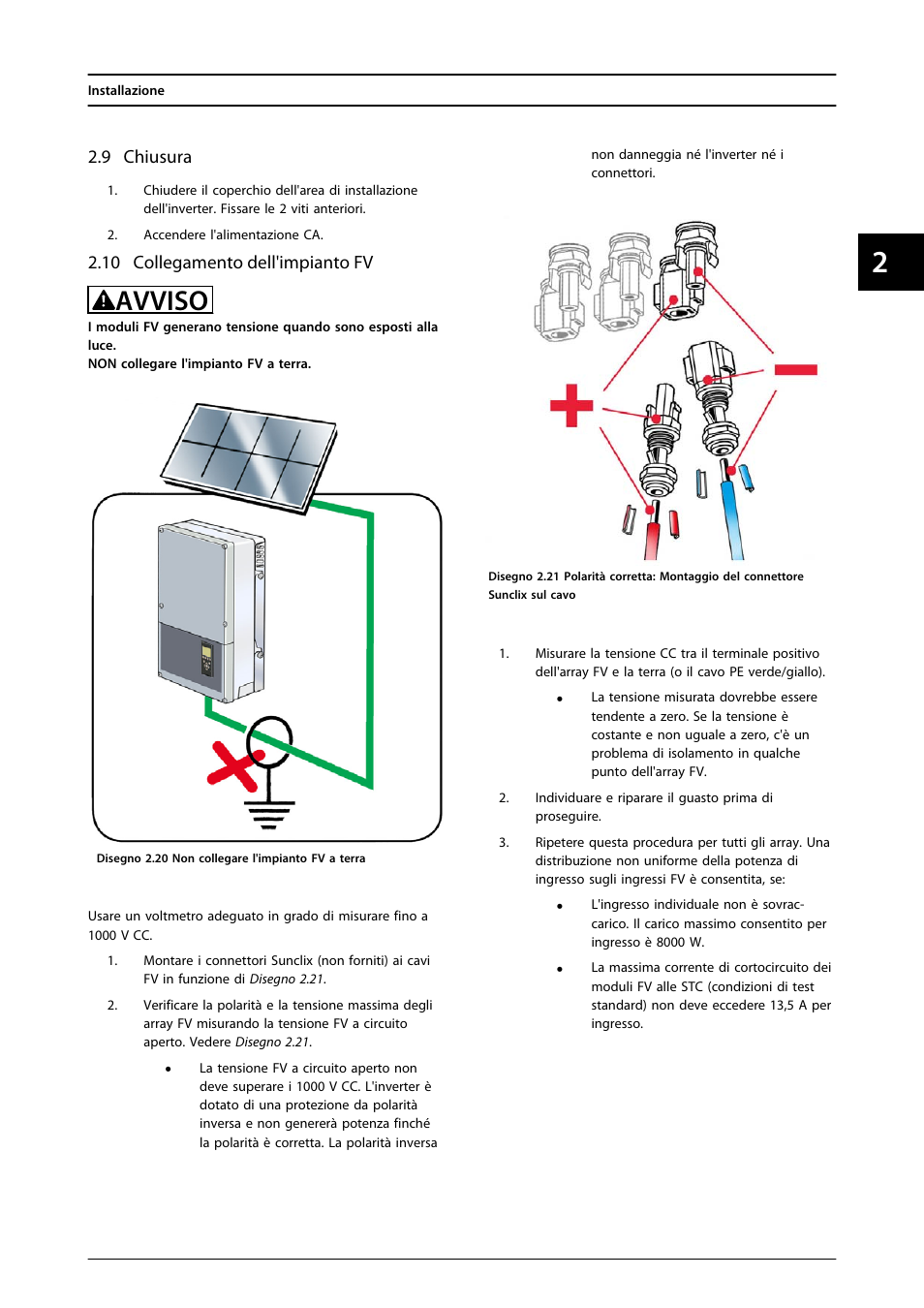 9 chiusura, 10 collegamento dell'impianto fv, Avviso | SMA FLX Series User Manual | Page 214 / 248
