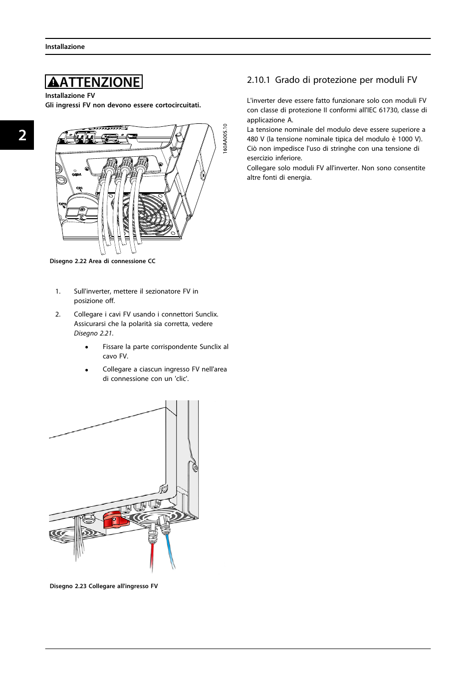 1 grado di protezione per moduli fv, Attenzione | SMA FLX Series User Manual | Page 215 / 248