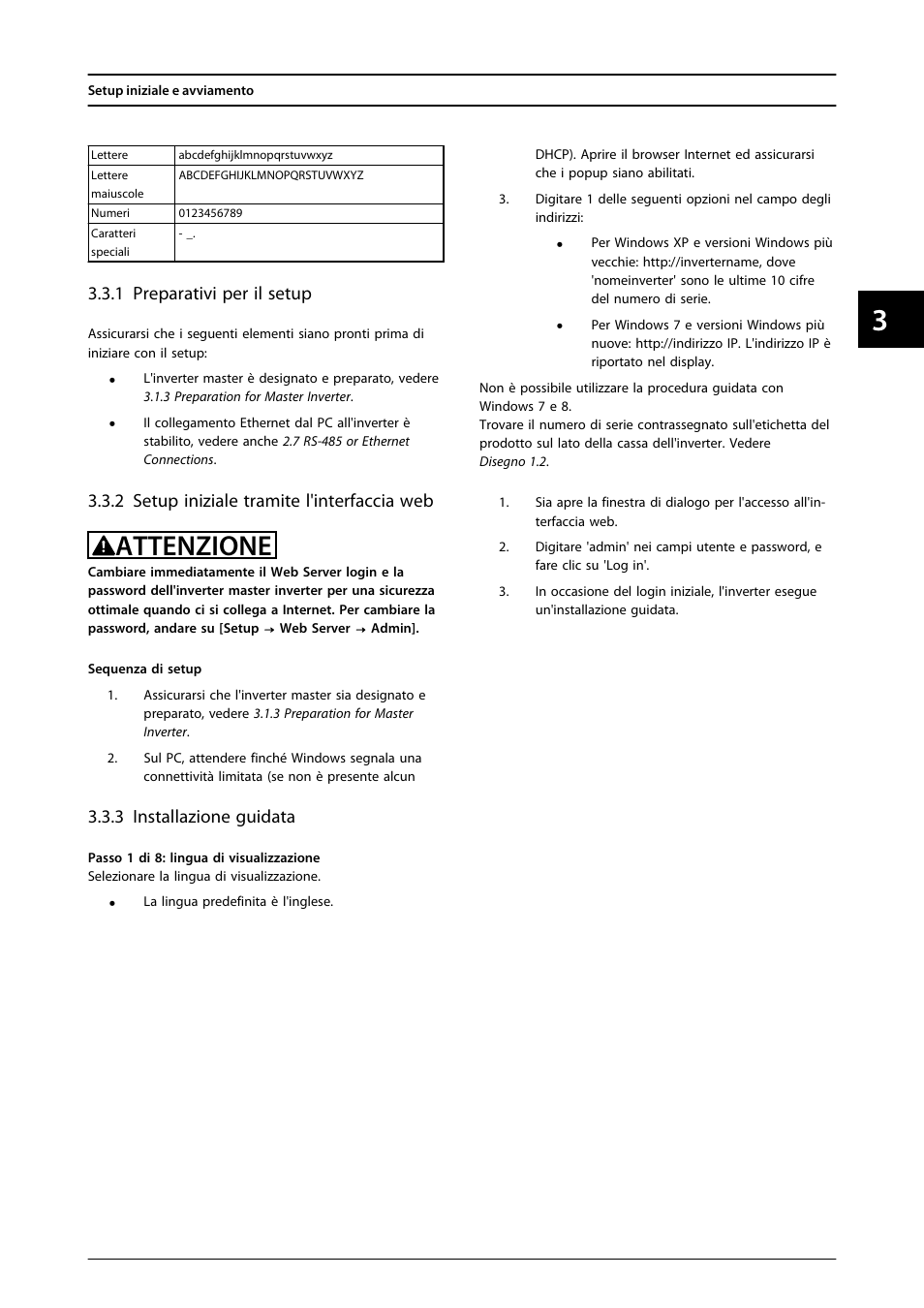 1 preparativi per il setup, 3 installazione guidata, Attenzione | SMA FLX Series User Manual | Page 222 / 248