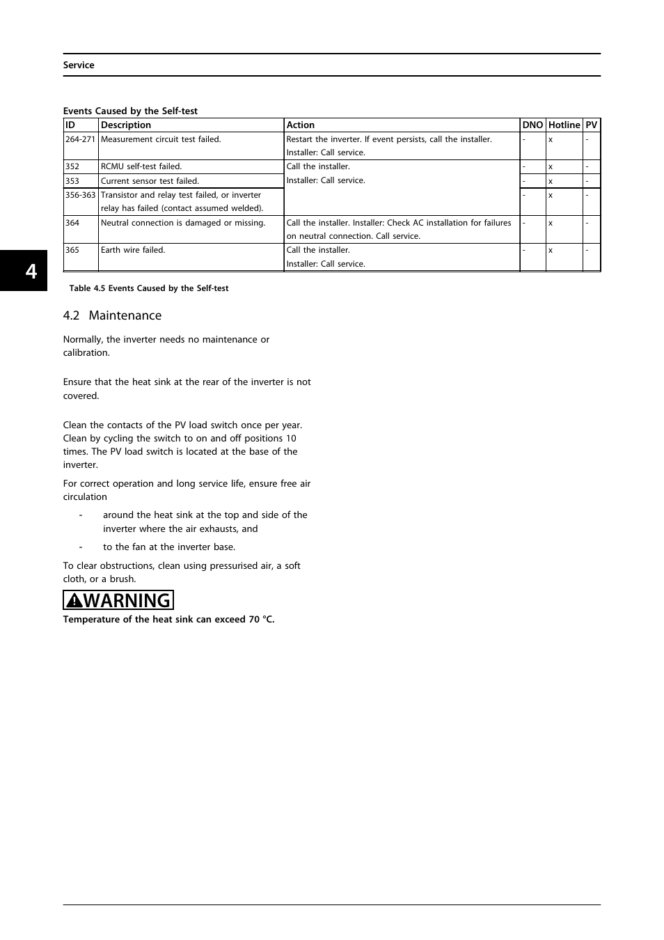 2 maintenance, Warning | SMA FLX Series User Manual | Page 37 / 248
