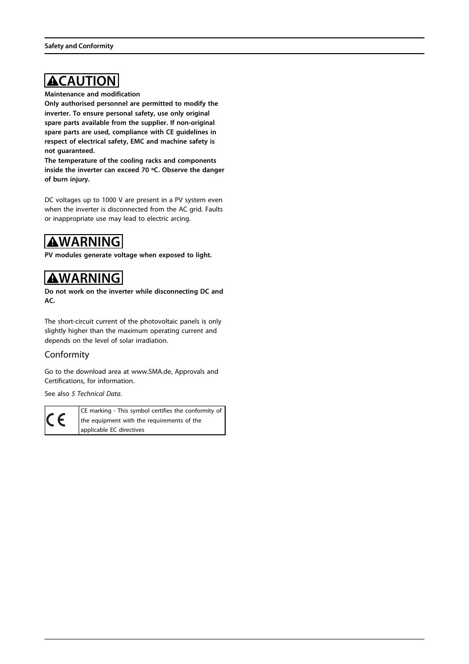 Caution, Warning | SMA FLX Series User Manual | Page 4 / 248