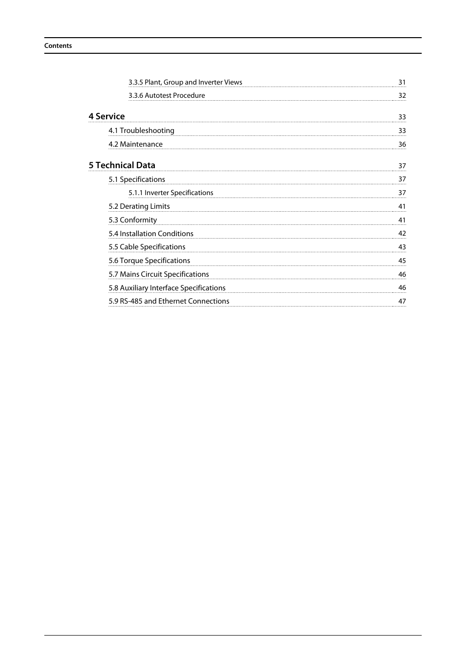 4 service, 5 technical data | SMA FLX Series User Manual | Page 6 / 248