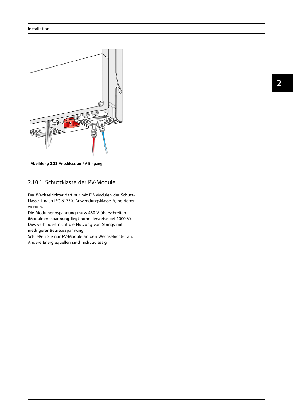 1 schutzklasse der pv-module | SMA FLX Series User Manual | Page 66 / 248