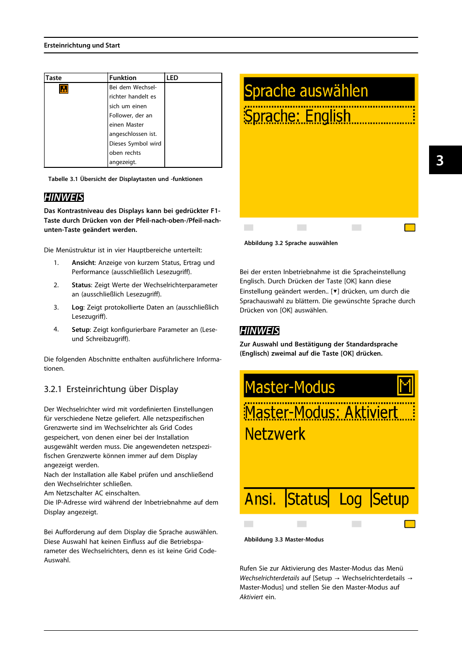 1 ersteinrichtung über display, Hinweis | SMA FLX Series User Manual | Page 70 / 248