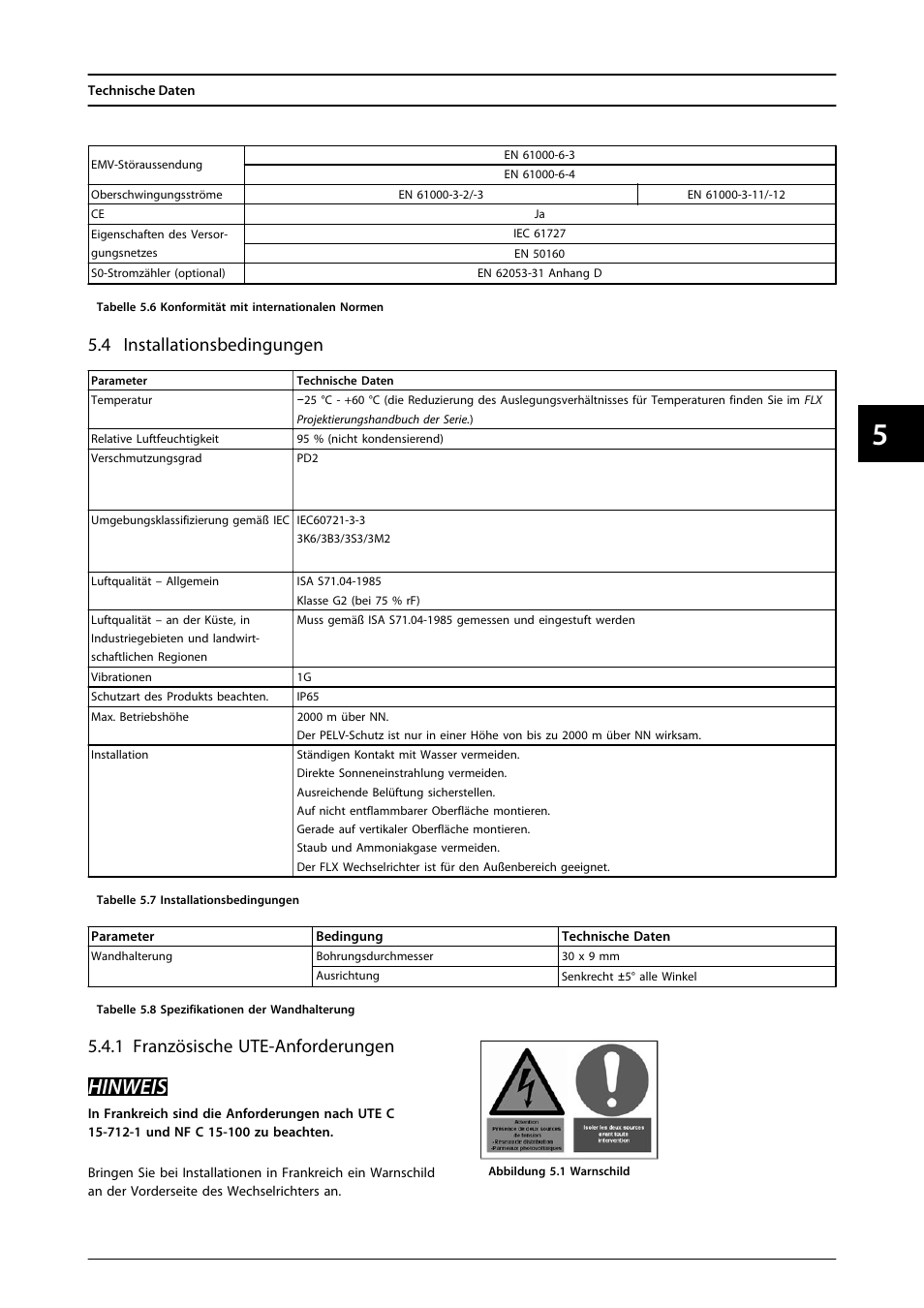 4 installationsbedingungen, Hinweis, 1 französische ute-anforderungen | SMA FLX Series User Manual | Page 94 / 248