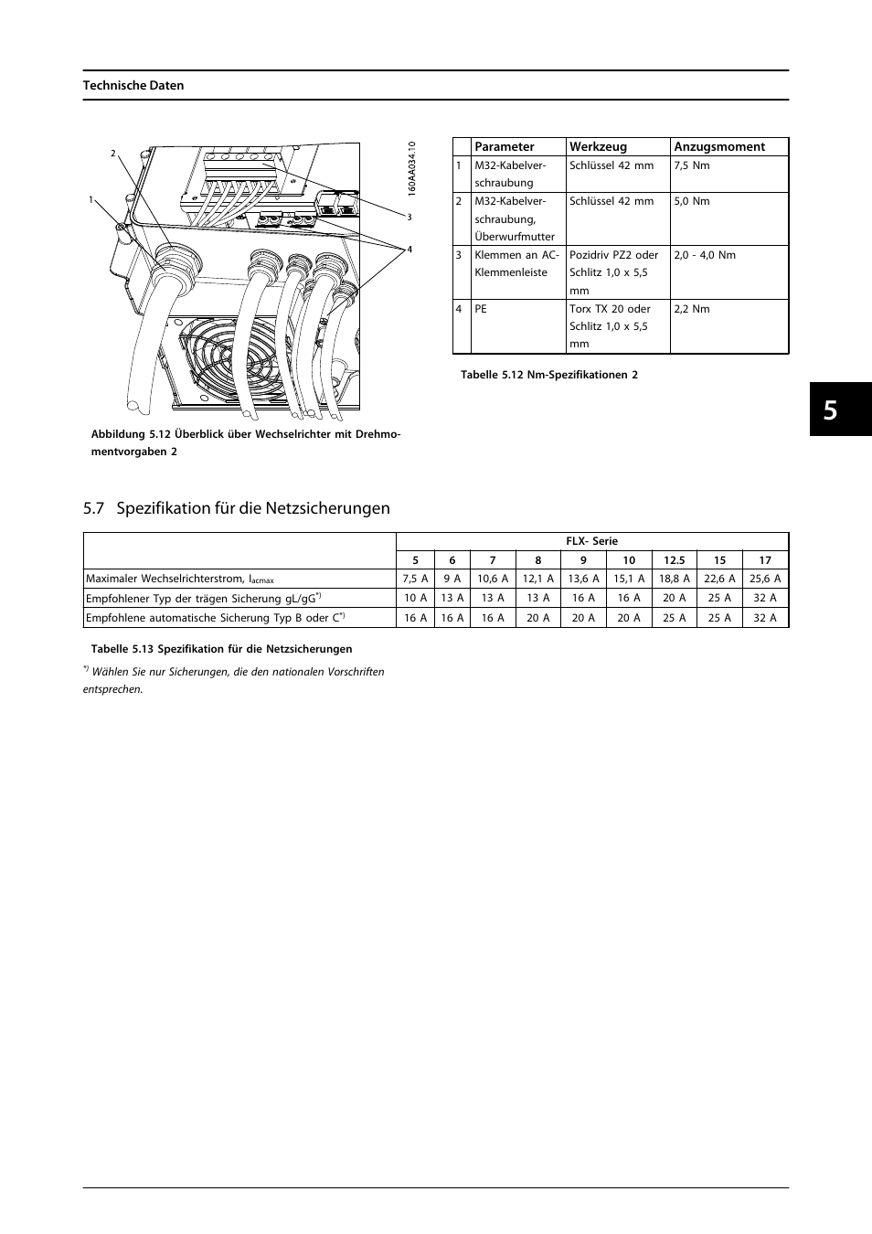 7 spezifikation für die netzsicherungen | SMA FLX Series User Manual | Page 98 / 248