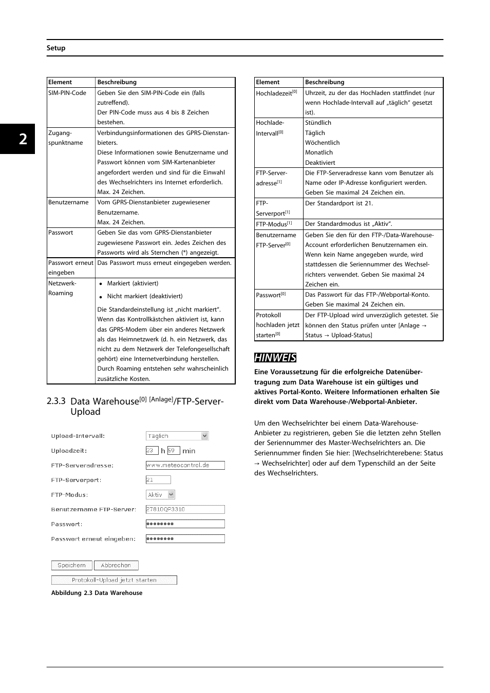 Hinweis, 3 data warehouse, Ftp-server- upload | SMA FLX Series GSM Option Kit User Manual | Page 19 / 48