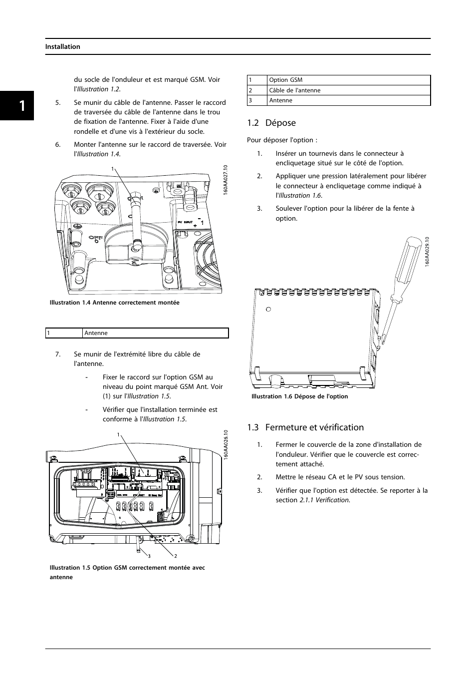 2 dépose, 3 fermeture et vérification | SMA FLX Series GSM Option Kit User Manual | Page 25 / 48
