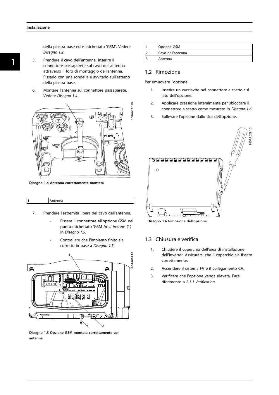 2 rimozione, 3 chiusura e verifica | SMA FLX Series GSM Option Kit User Manual | Page 43 / 48