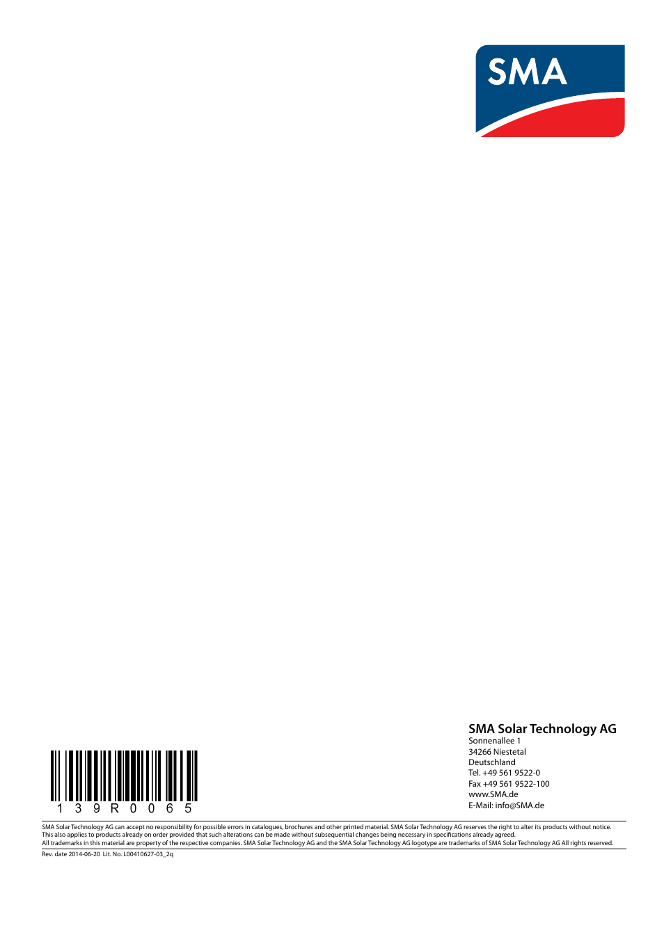 Sma solar technology ag | SMA FLX Series GSM Option Kit User Manual | Page 48 / 48