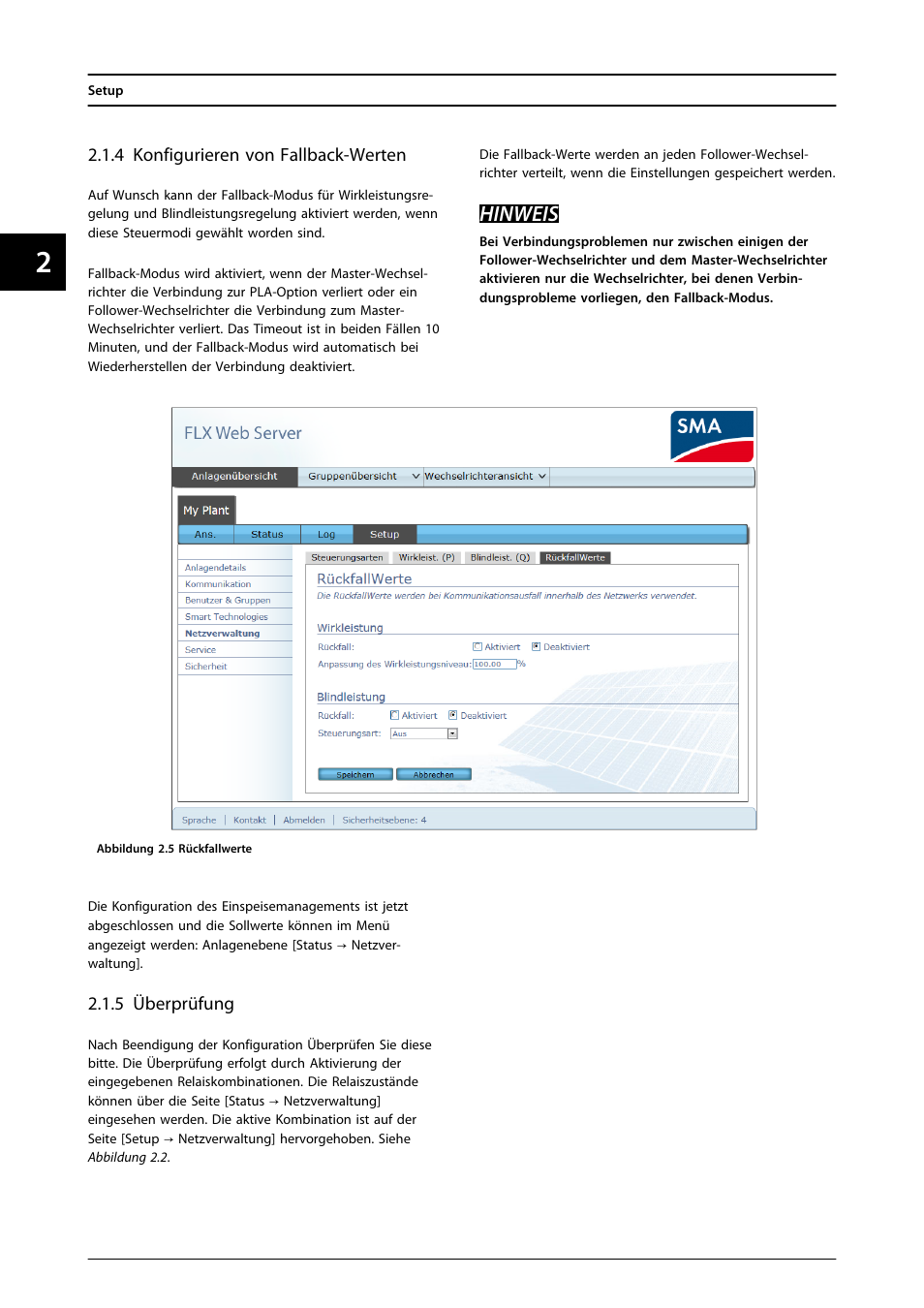 4 konfigurieren von fallback-werten, 5 überprüfung, Hinweis | SMA FLX Series PLA Option User Manual | Page 25 / 62