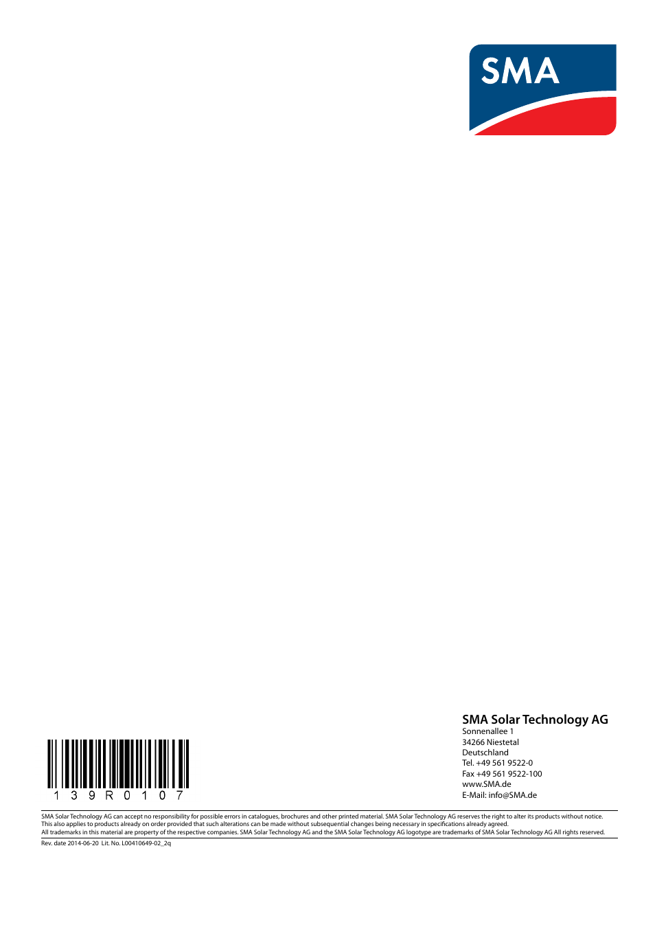 Sma solar technology ag | SMA FLX Series PLA Option User Manual | Page 62 / 62