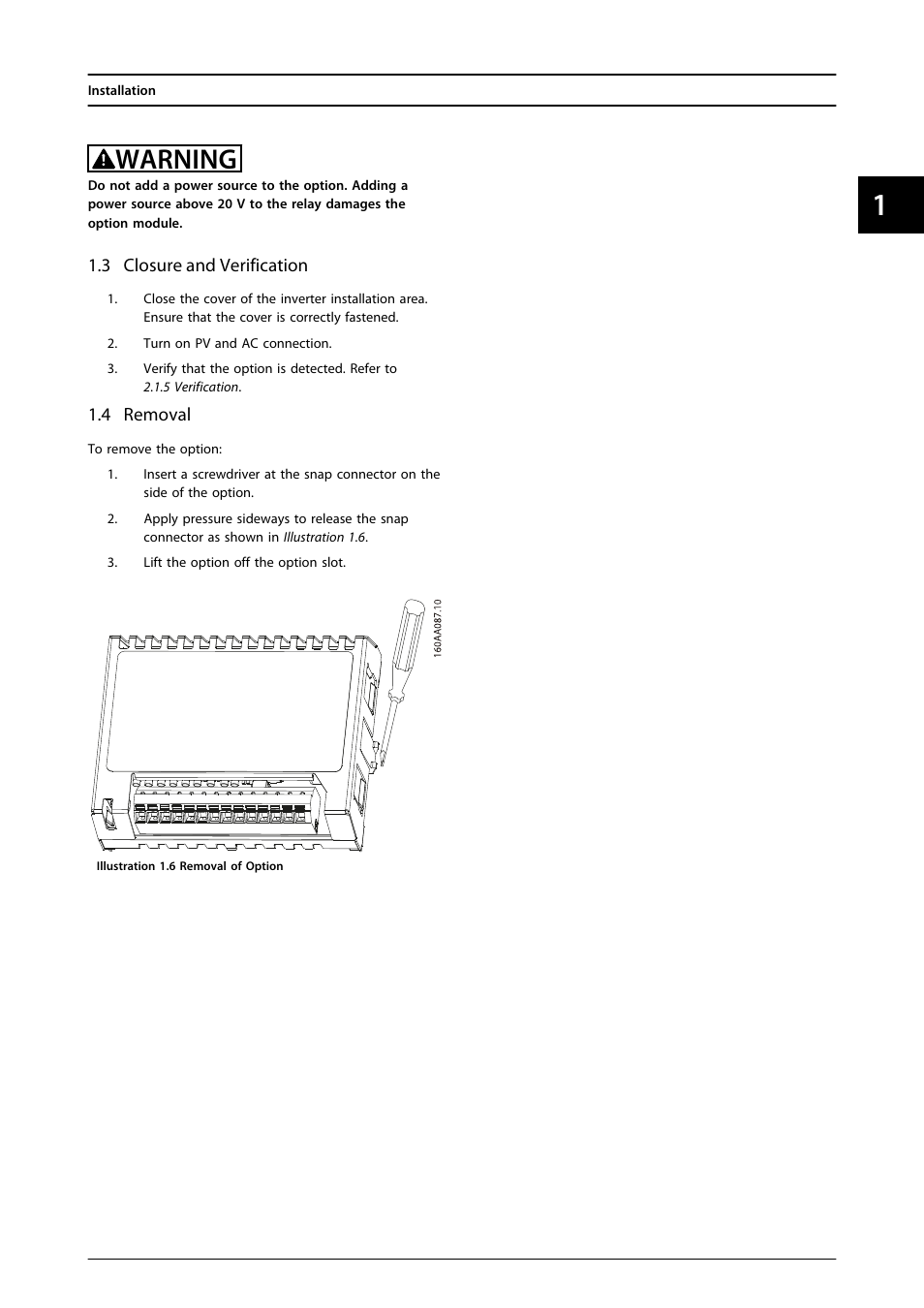 Warning | SMA FLX Series PLA Option User Manual | Page 8 / 62