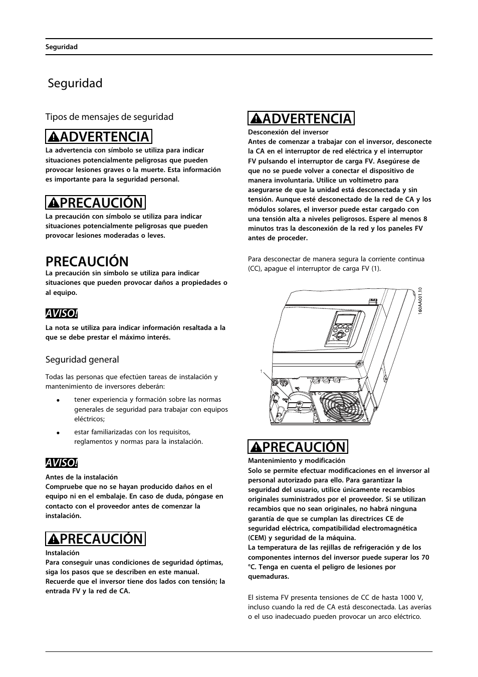 Advertencia, Precaución, Seguridad | SMA FLX Series Sensor Interface Option User Manual | Page 31 / 51