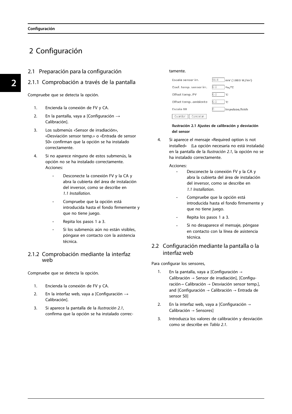 2 configuración, 2 comprobación mediante la interfaz web | SMA FLX Series Sensor Interface Option User Manual | Page 37 / 51