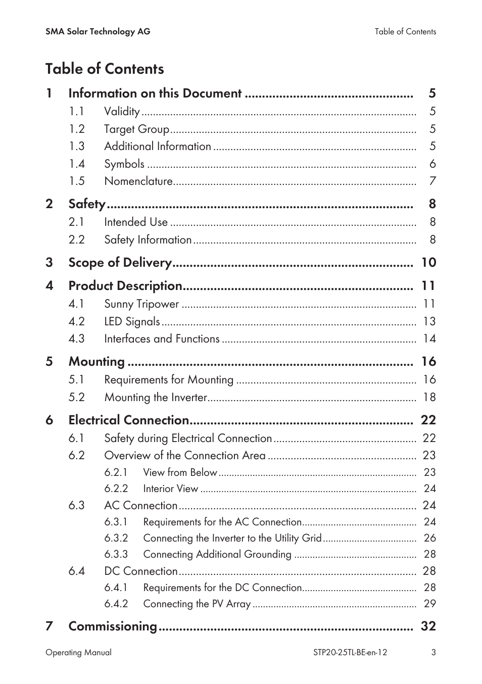 SMA 20000TL User Manual | Page 3 / 52