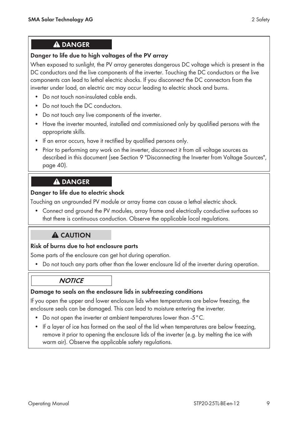 SMA 20000TL User Manual | Page 9 / 52