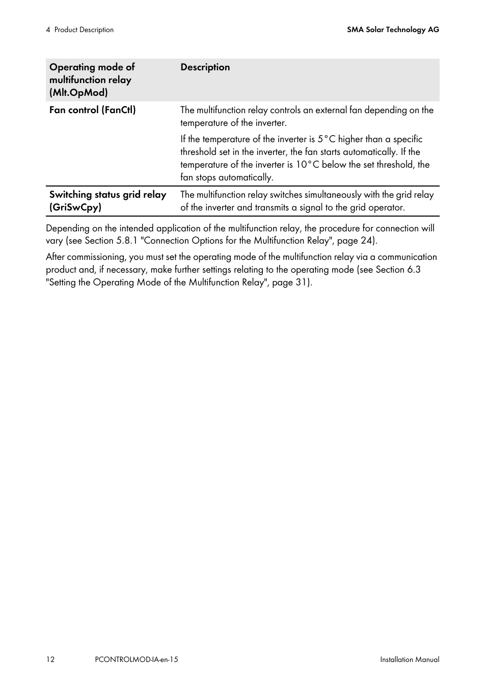 SMA 20000TL Installation User Manual | Page 12 / 40