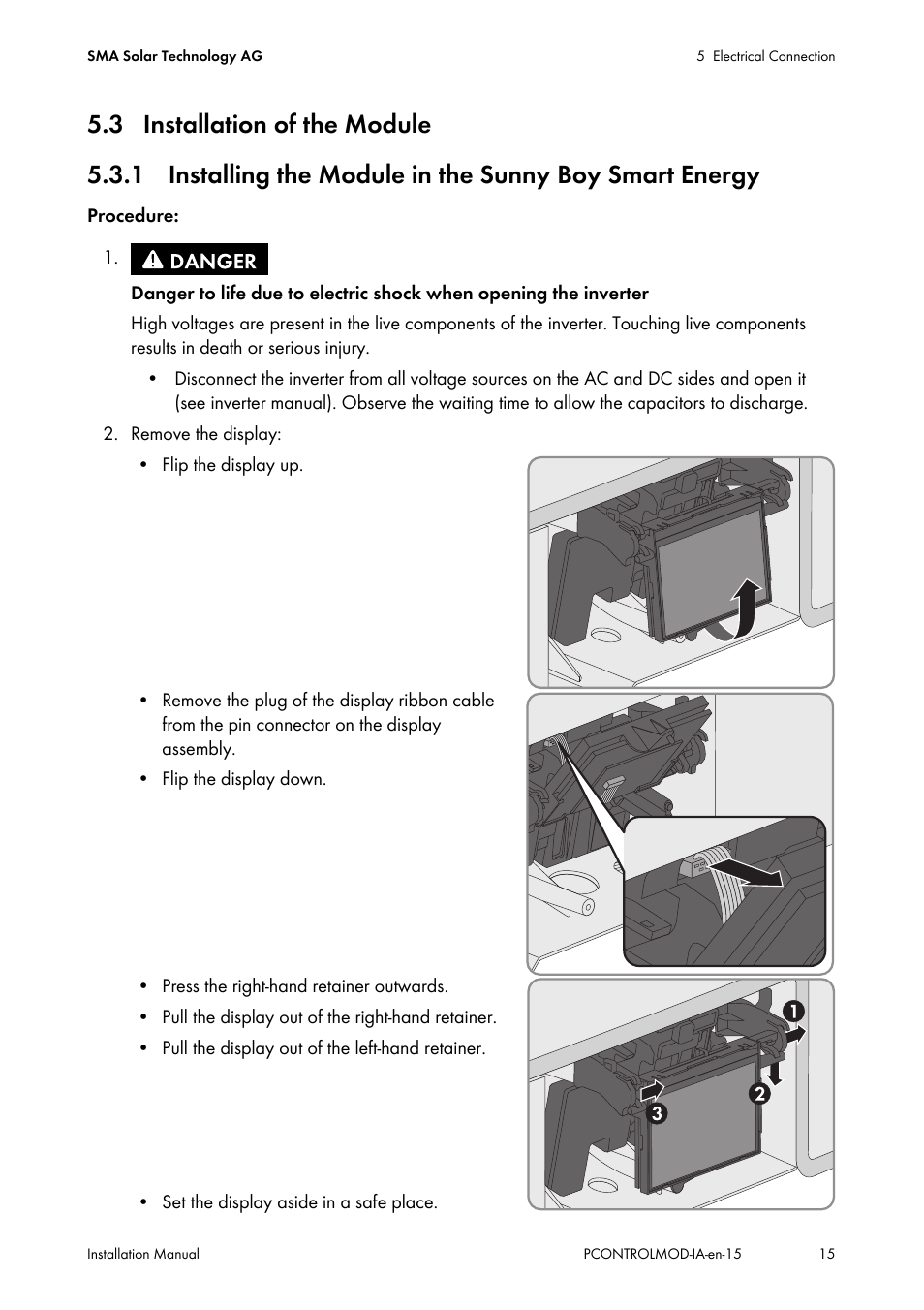 3 installation of the module | SMA 20000TL Installation User Manual | Page 15 / 40