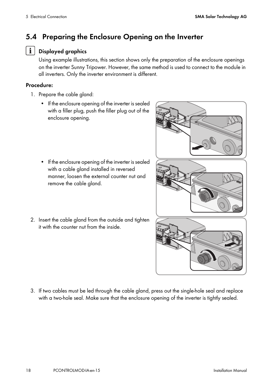 4 preparing the enclosure opening on the inverter | SMA 20000TL Installation User Manual | Page 18 / 40