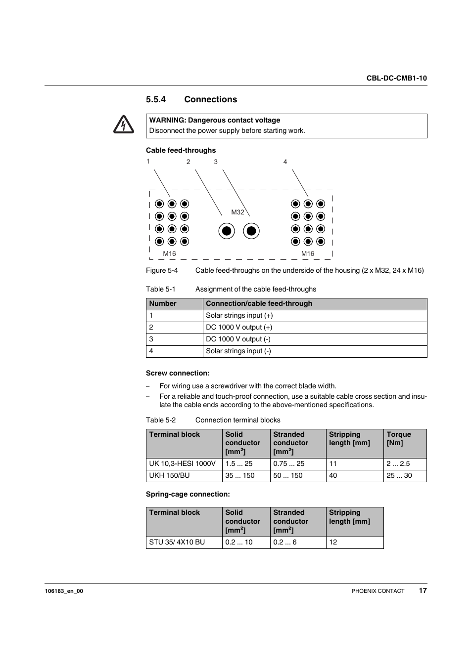 4 connections, Connections | SMA CBL-DC-CMB1-10 User Manual | Page 17 / 24