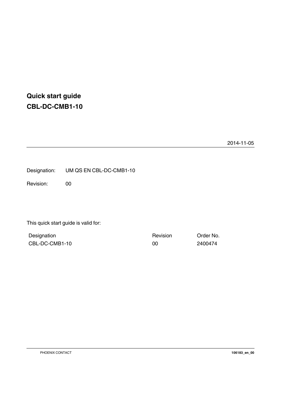 Cbl-dc-cmb1-10, Quick start guide | SMA CBL-DC-CMB1-10 User Manual | Page 2 / 24