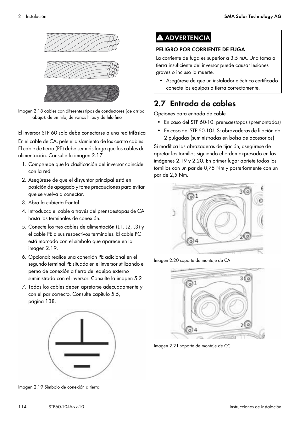 7 entrada de cables | SMA STP 60-US-10 Installation User Manual | Page 114 / 232