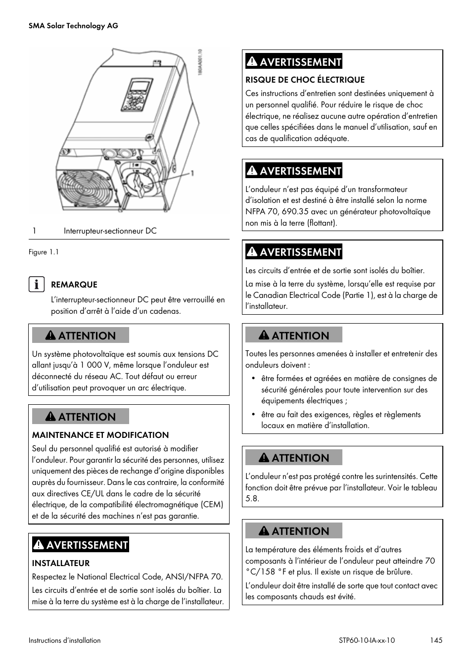 SMA STP 60-US-10 Installation User Manual | Page 145 / 232