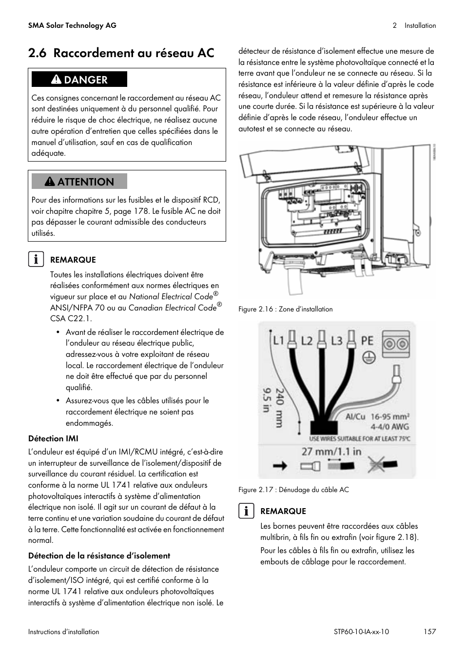 6 raccordement au réseau ac | SMA STP 60-US-10 Installation User Manual | Page 157 / 232