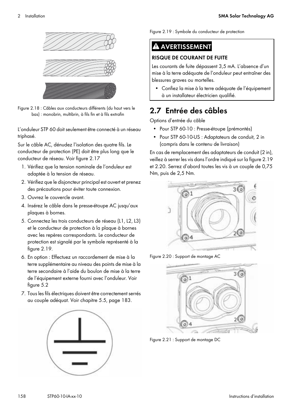 7 entrée des câbles | SMA STP 60-US-10 Installation User Manual | Page 158 / 232