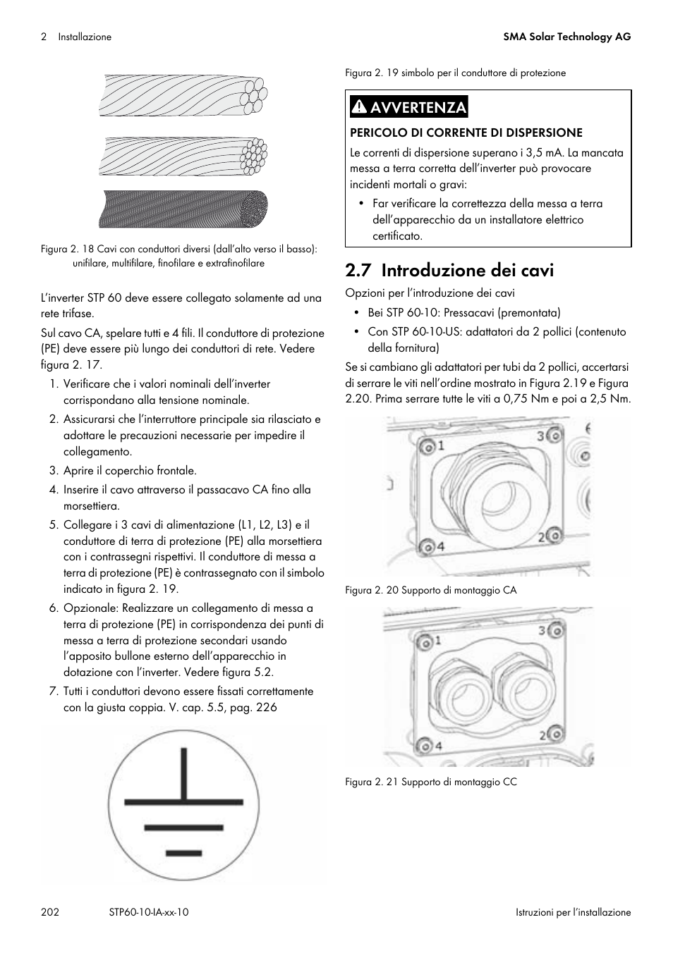 7 introduzione dei cavi, Cap. 2.7, pag. 202 | SMA STP 60-US-10 Installation User Manual | Page 202 / 232