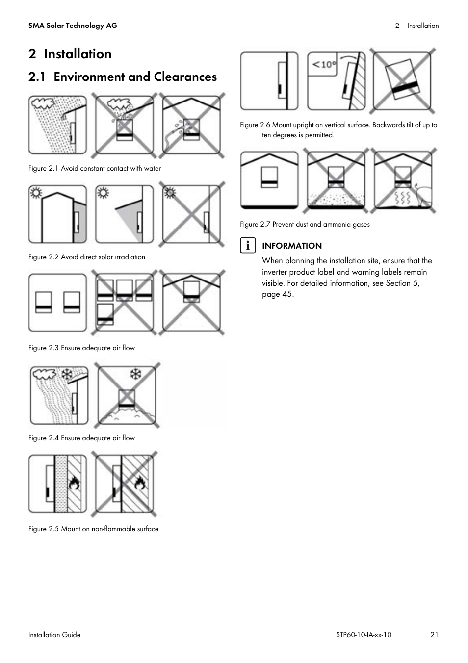 2 installation, 1 environment and clearances | SMA STP 60-US-10 Installation User Manual | Page 21 / 232