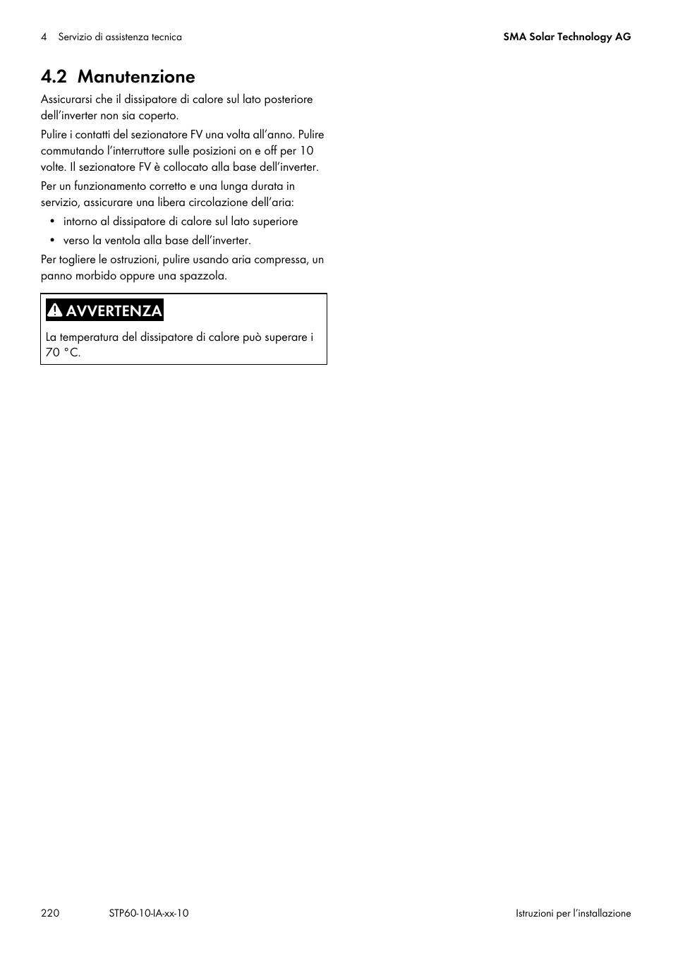2 manutenzione | SMA STP 60-US-10 Installation User Manual | Page 220 / 232