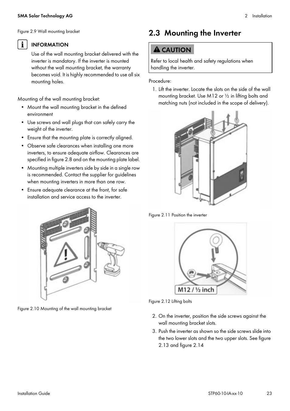 3 mounting the inverter | SMA STP 60-US-10 Installation User Manual | Page 23 / 232