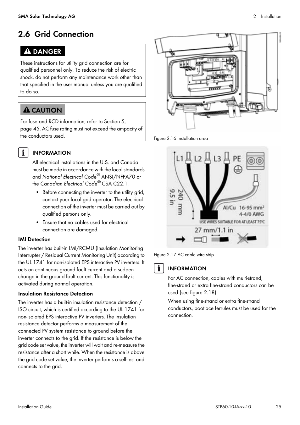 6 grid connection, Section 2.6 | SMA STP 60-US-10 Installation User Manual | Page 25 / 232
