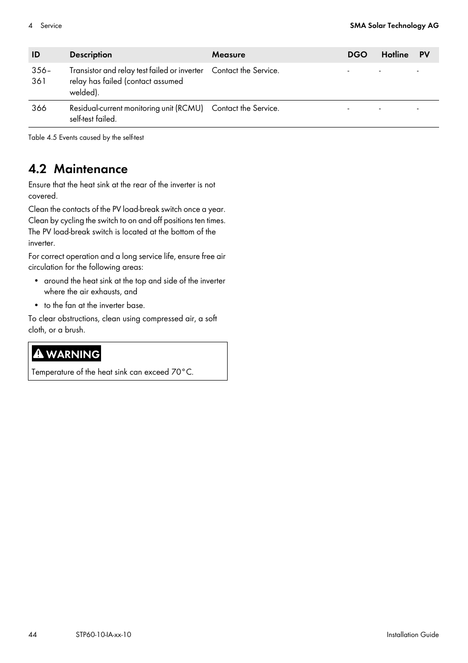 2 maintenance | SMA STP 60-US-10 Installation User Manual | Page 44 / 232