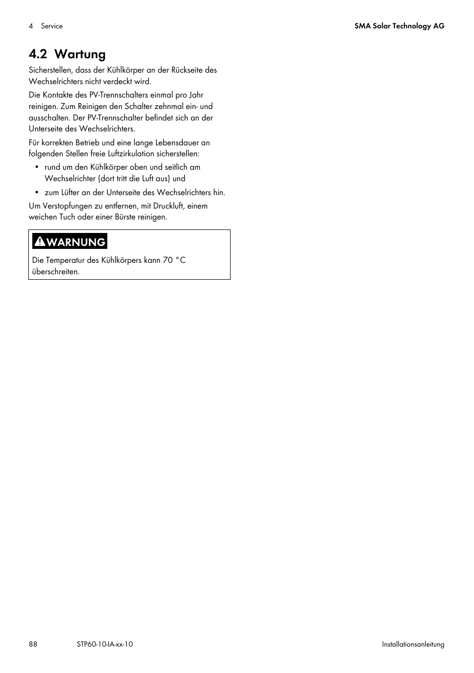 2 wartung | SMA STP 60-US-10 Installation User Manual | Page 88 / 232