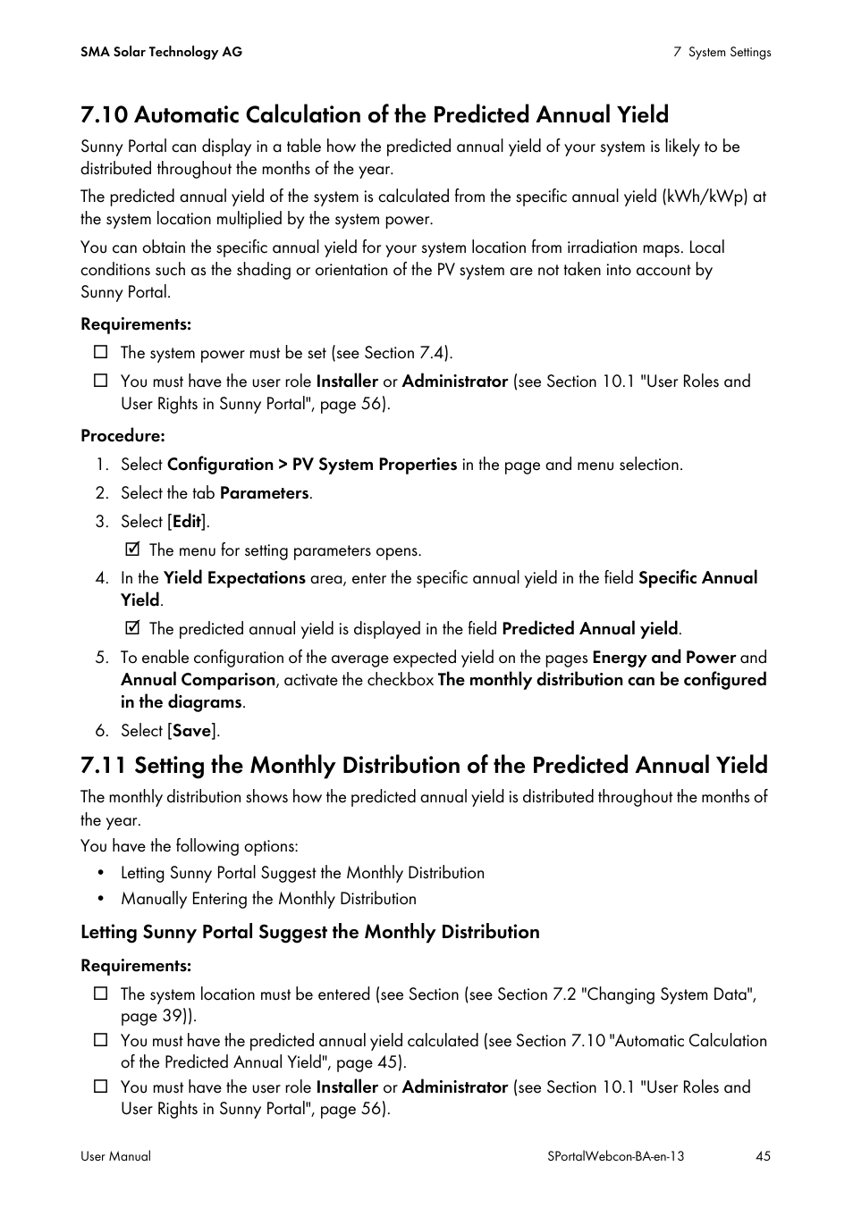 SMA Webconnect Systems in SUNNY PORTAL User Manual | Page 45 / 69