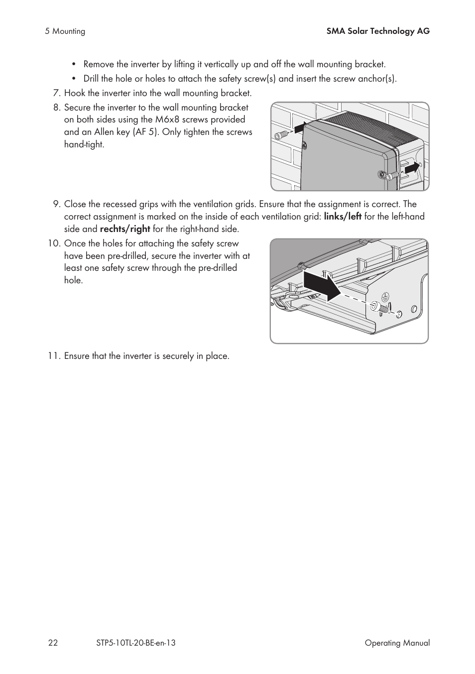 SMA STP 5000TL User Manual | Page 22 / 68