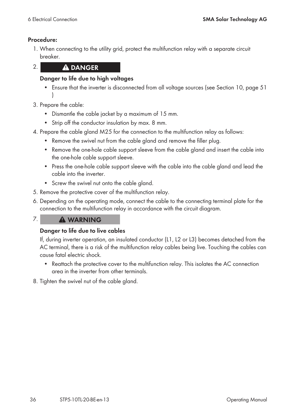 SMA STP 5000TL User Manual | Page 36 / 68