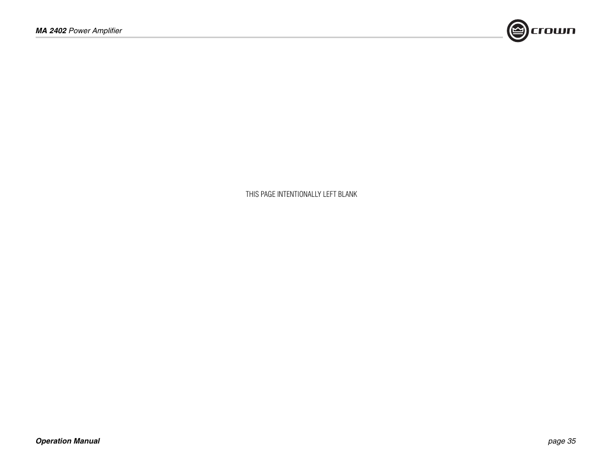 Crown Audio MA-2402 User Manual | Page 35 / 36
