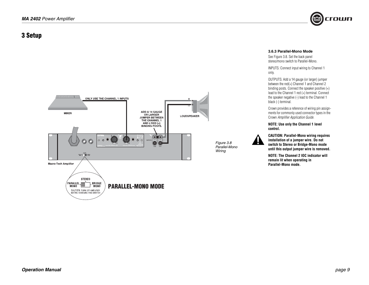 3 setup | Crown Audio MA-2402 User Manual | Page 9 / 36